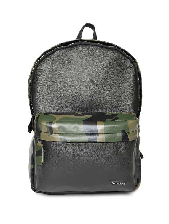 black & green canvas backpack