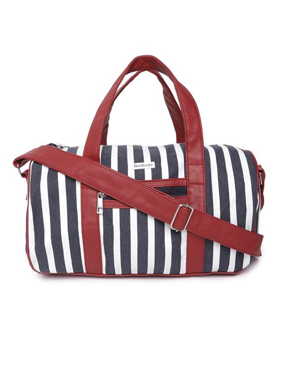 blue canvas dufflebag