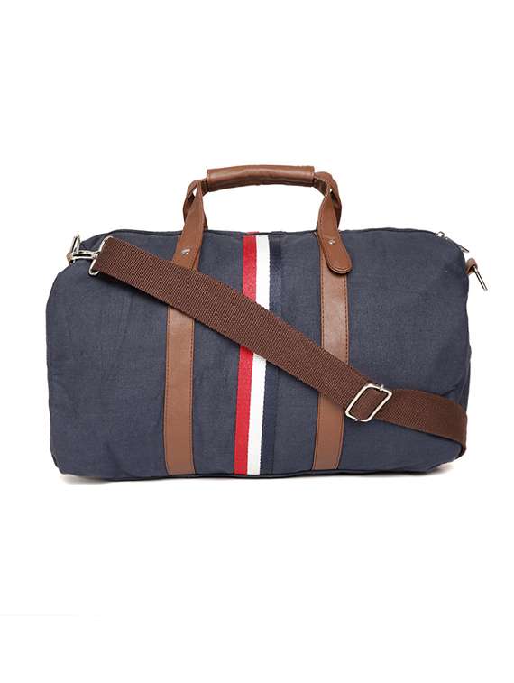 blue canvas dufflebag