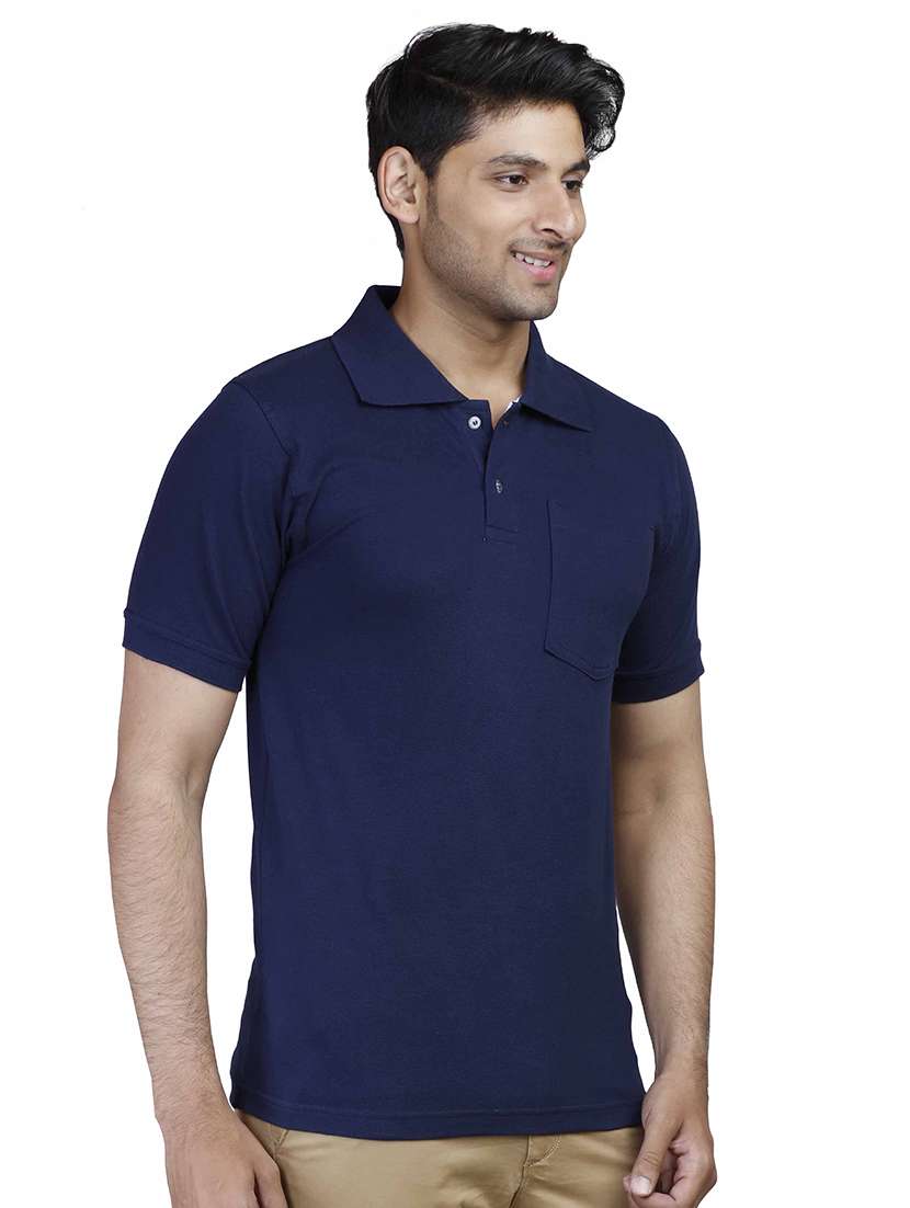 navy blue solid polo t-shirt - 16194293 -  Standard Image - 1