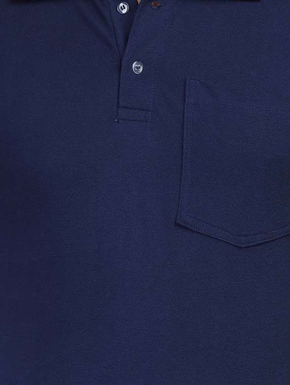navy blue solid polo t-shirt - 16194293 -  Standard Image - 4