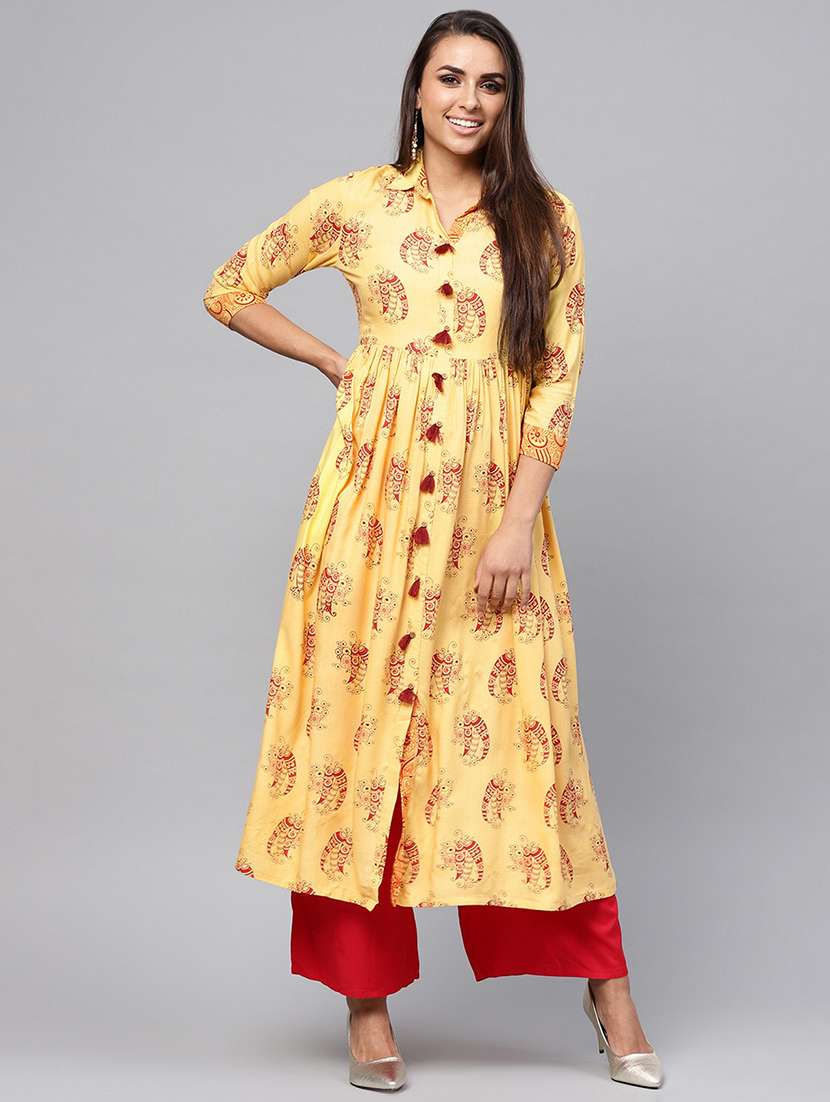digital printed flared kurta