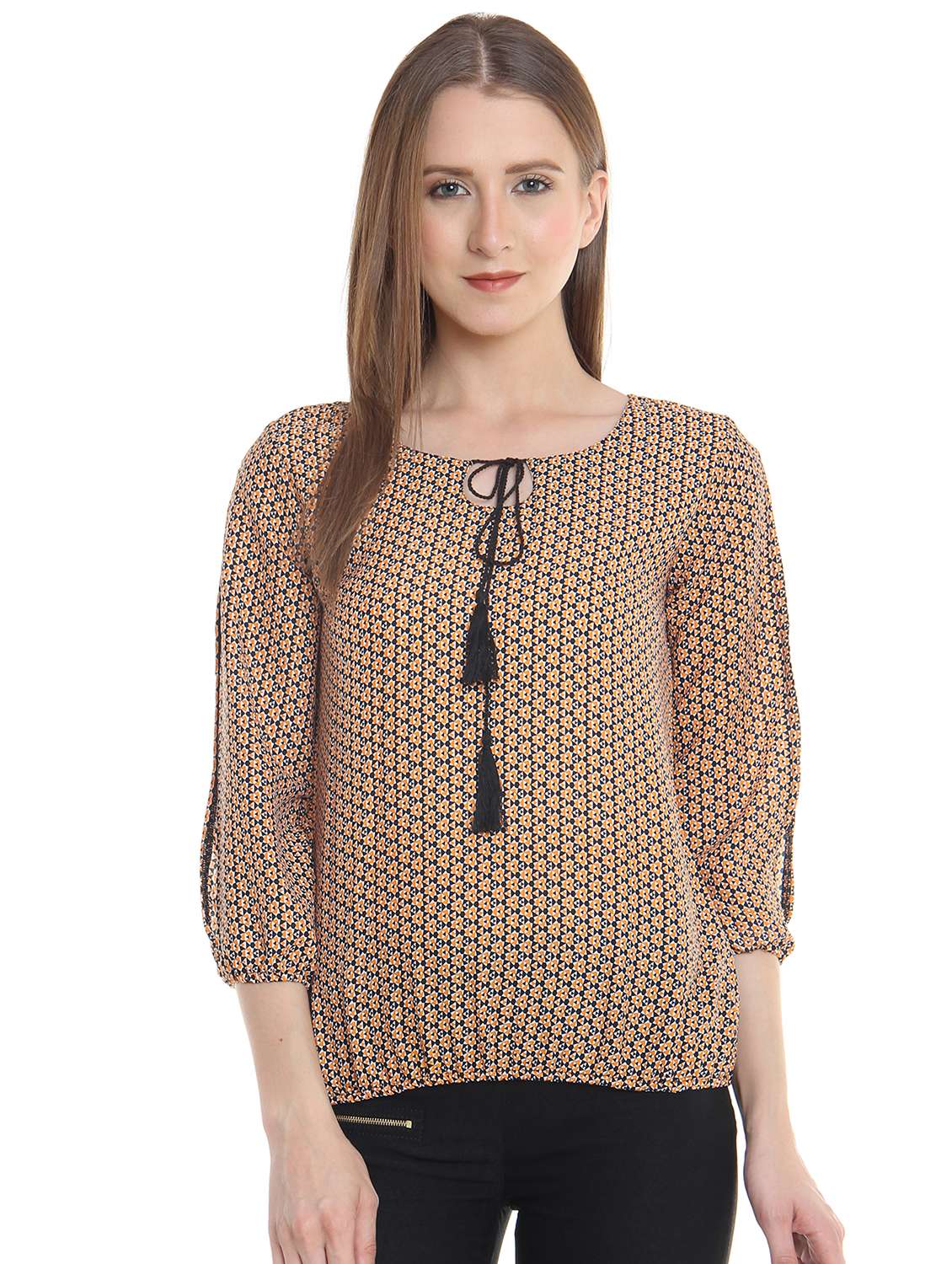 tassel detail tie up front top