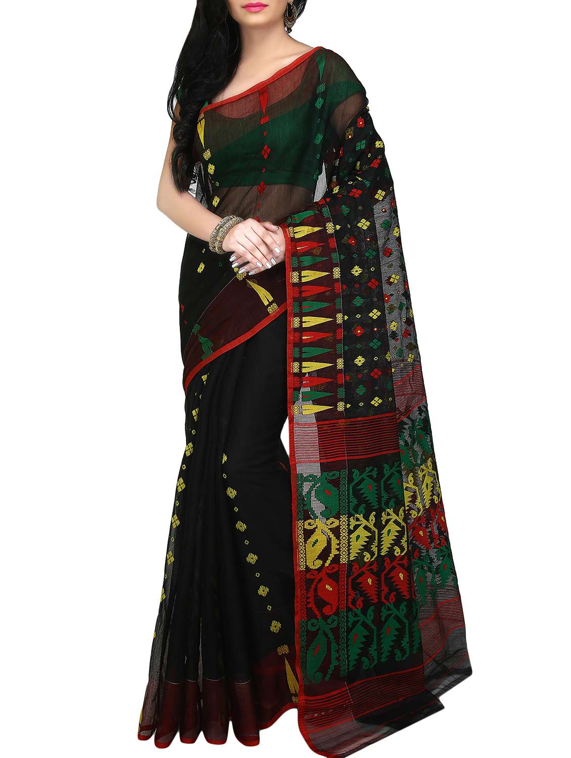 self-design jamdani saree