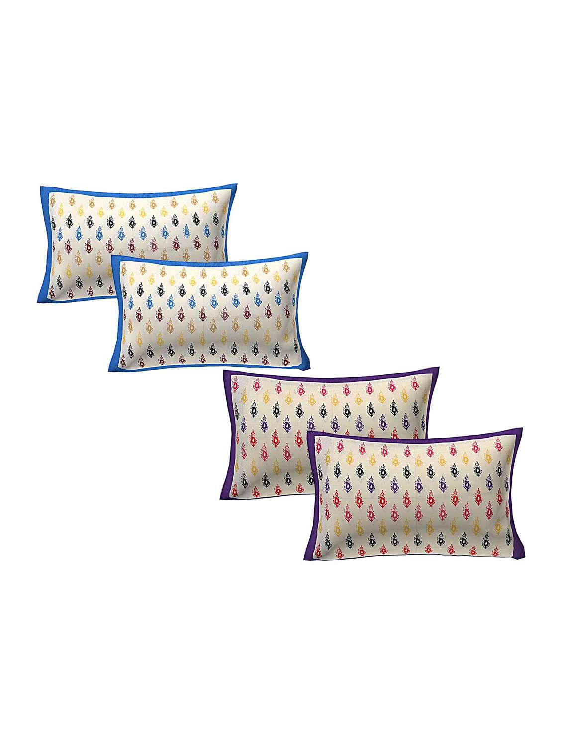 cotton multicolor pillow covers 2 sets (4 pieces)-17"x27"
