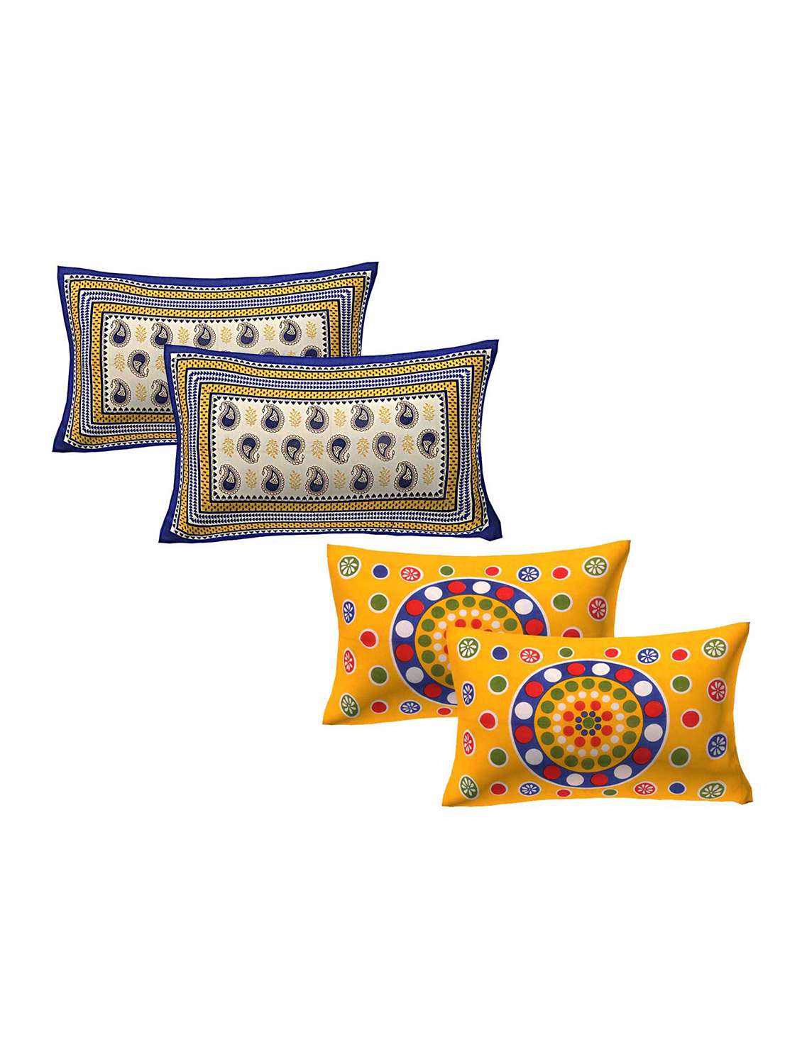 cotton multicolor pillow covers 2 sets (4 pieces)-17"x27"