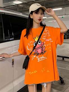 crew neck quirky print oversized tee