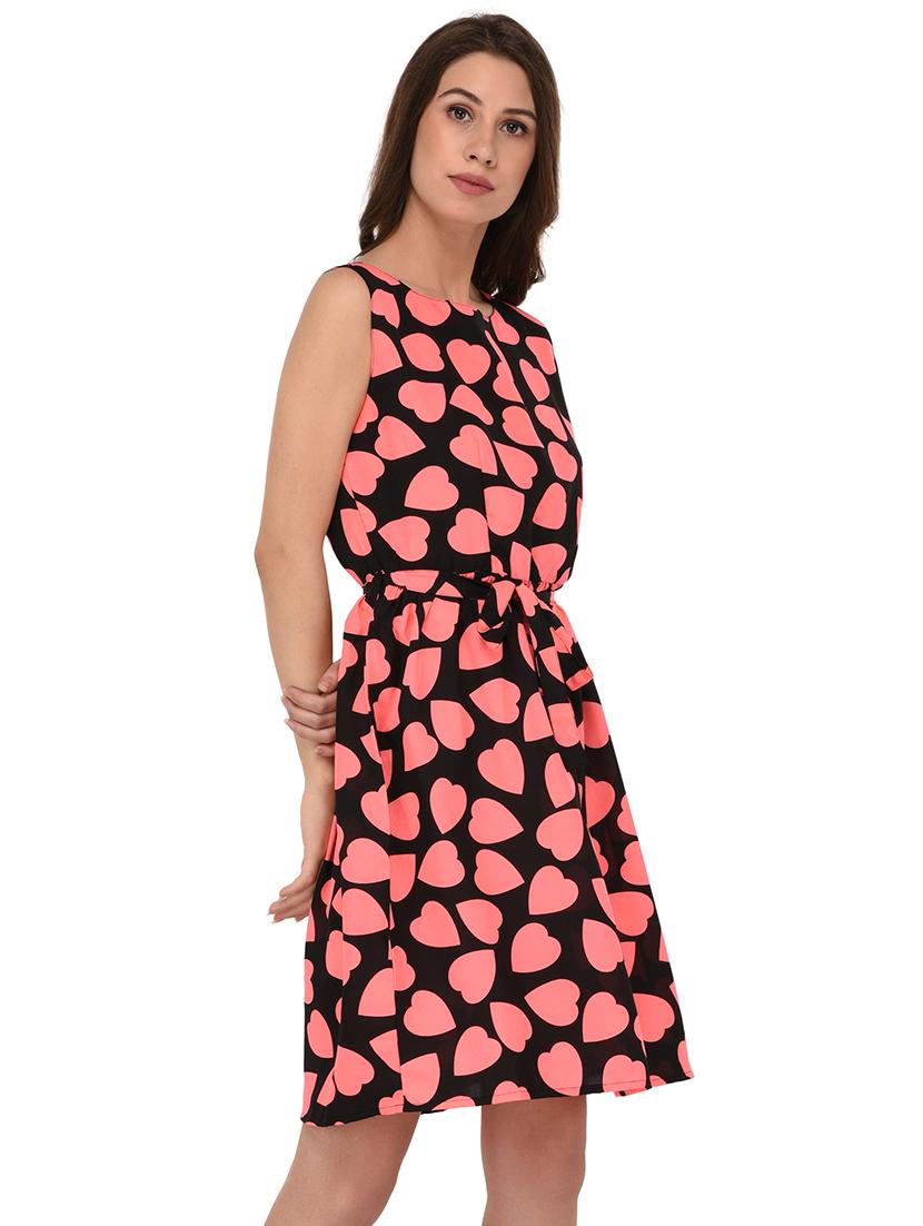 tie knot heart print a-line dress - 16199708 -  Standard Image - 1