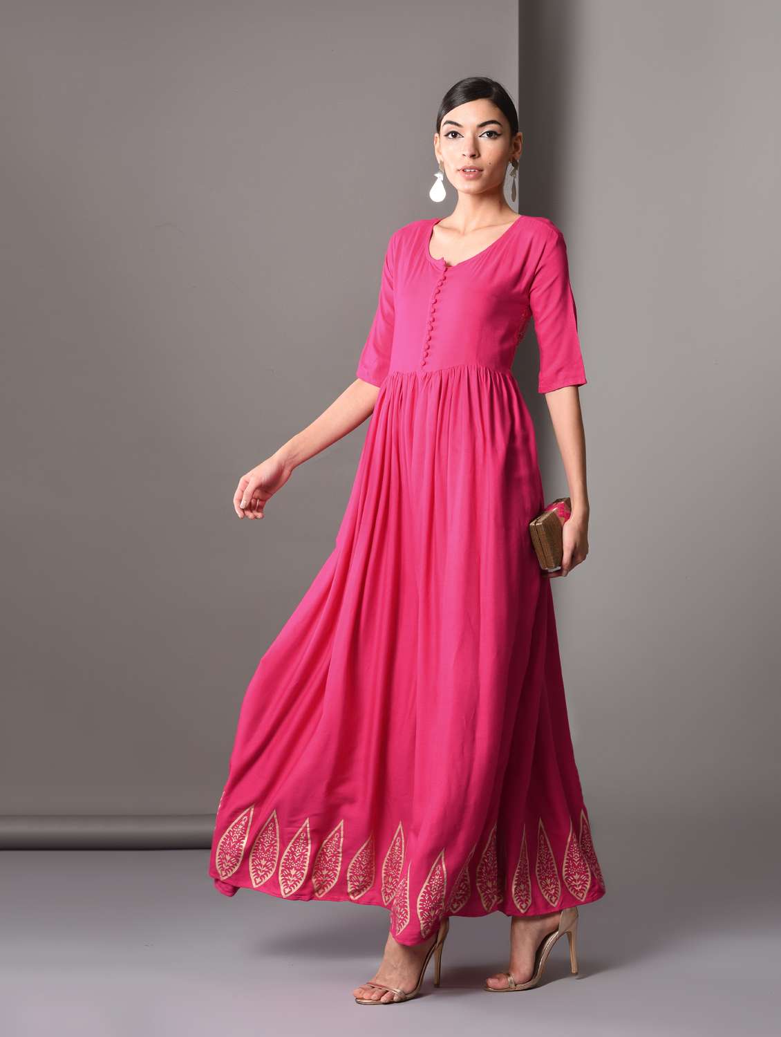 foil printed flared kurta