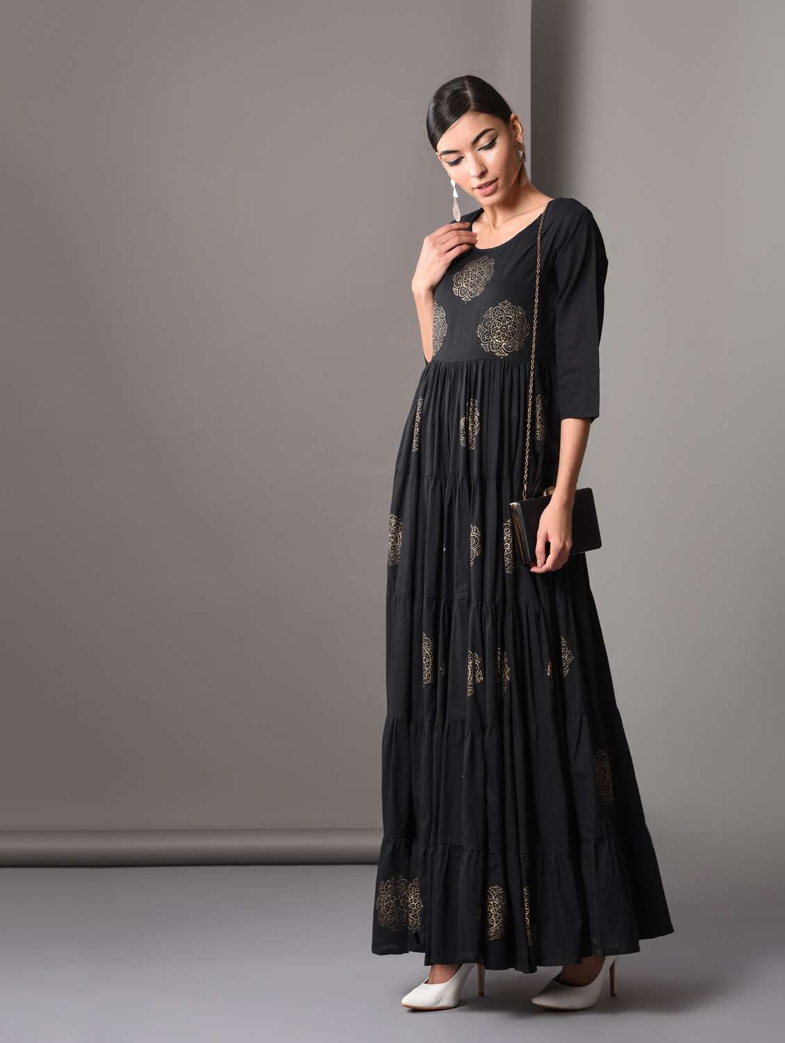 block printed anarkali kurta