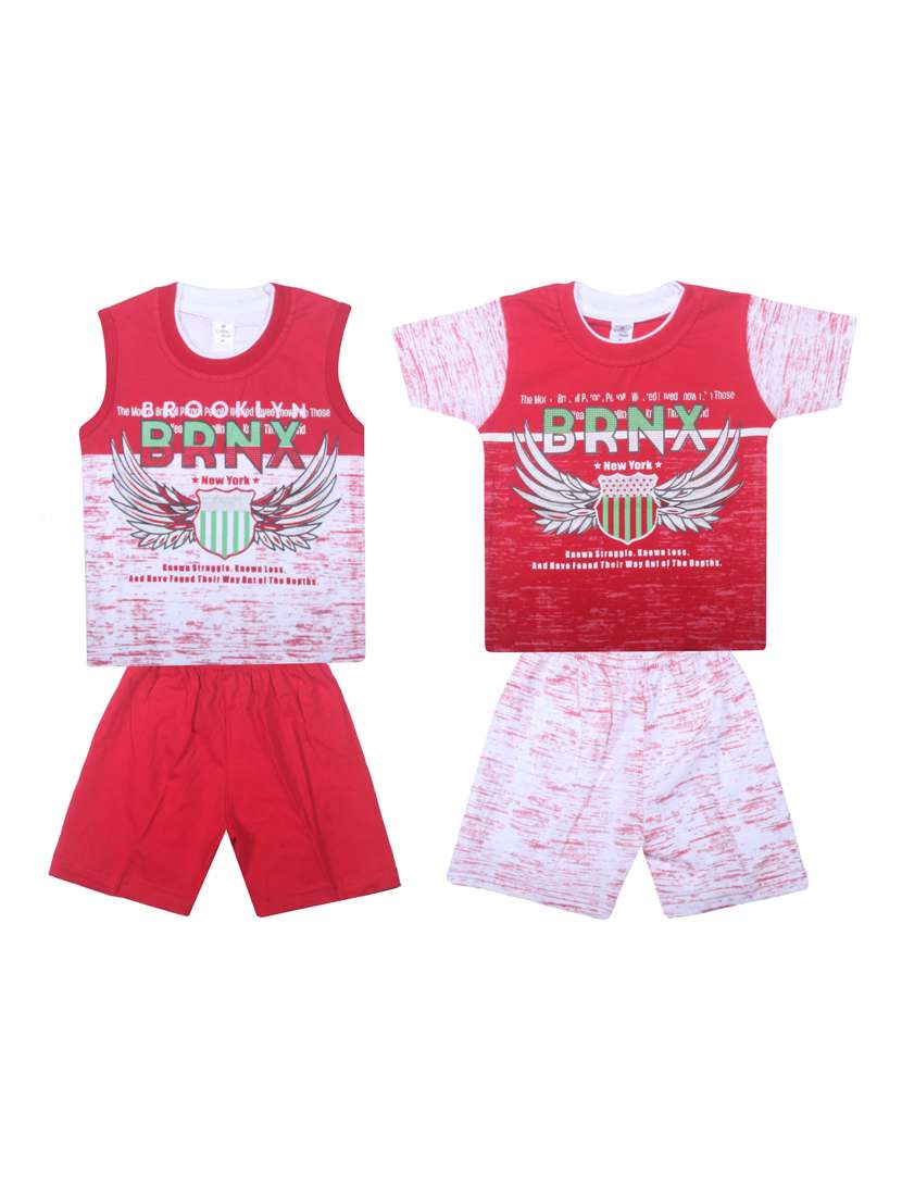 red cotton twin set