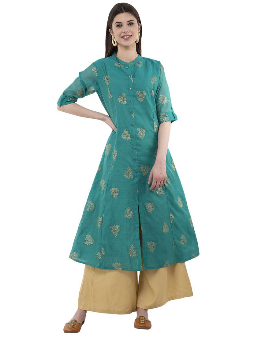 foil printed a-line kurta