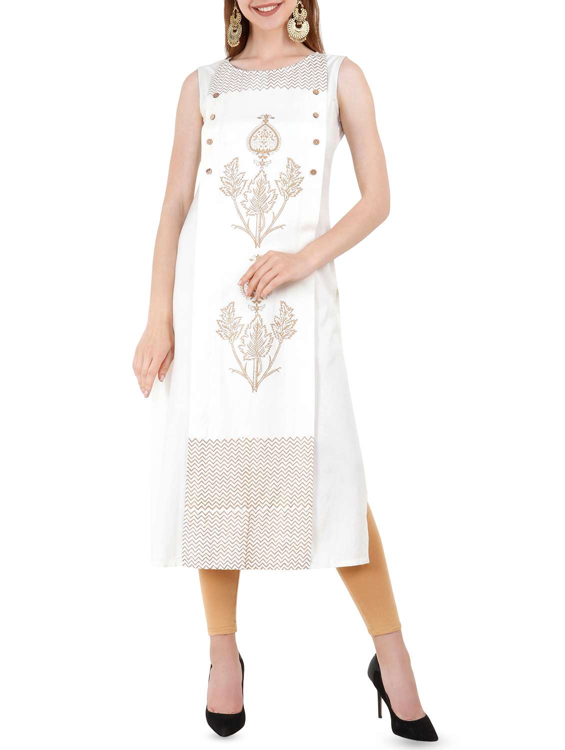 foil printed straight kurta