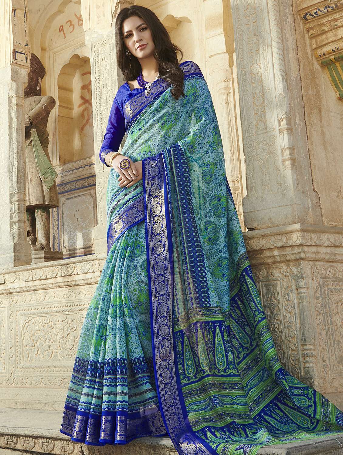 paisley printed saree with blouse