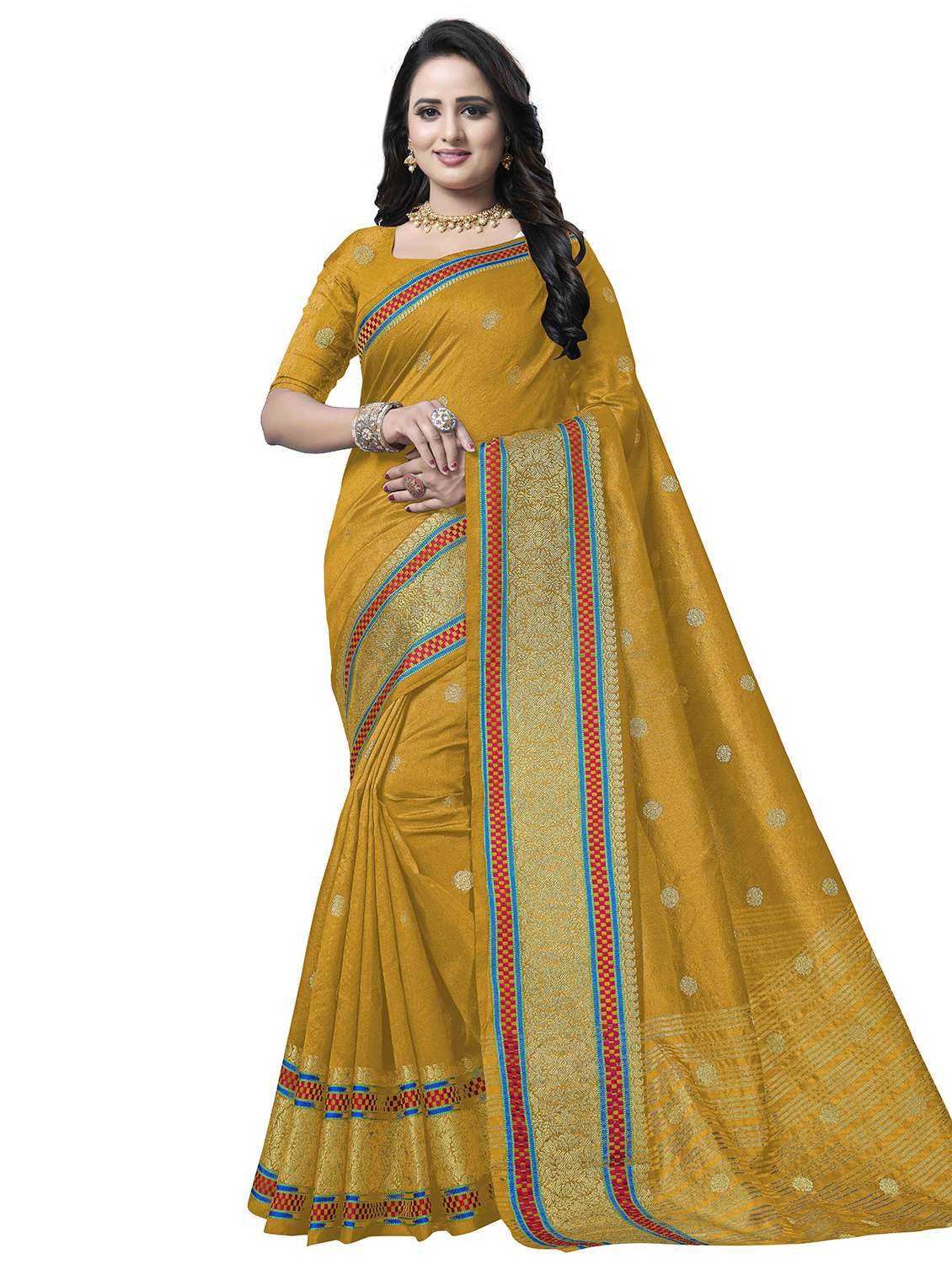 floral zari motif banarasi saree with blouse