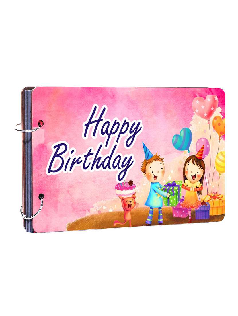 studio shubham happy birthday wooden photo album(26cmx16cmx4cm)