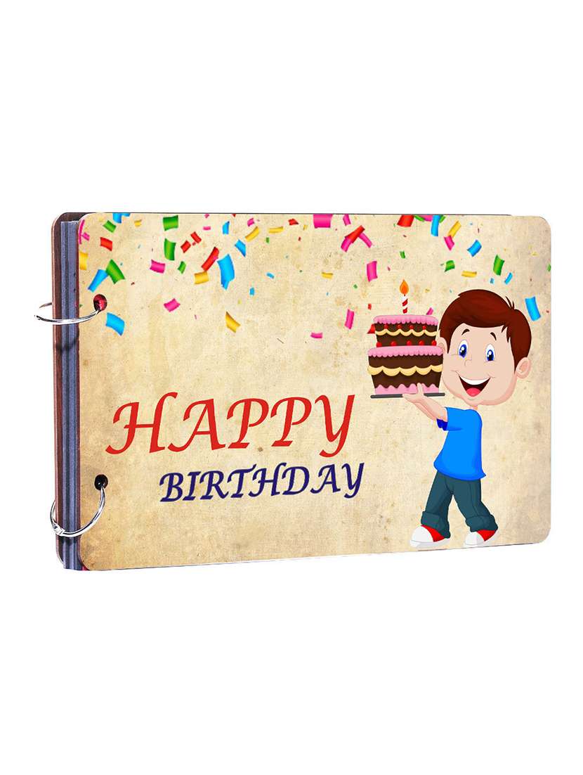 studio shubham happy birthday wooden photo album(26cmx16cmx4cm)