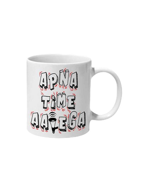 apna time aayega brush style ceramic mug