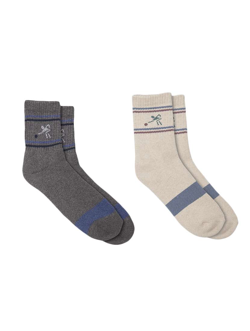 men pack of 2 striped above ankle length socks