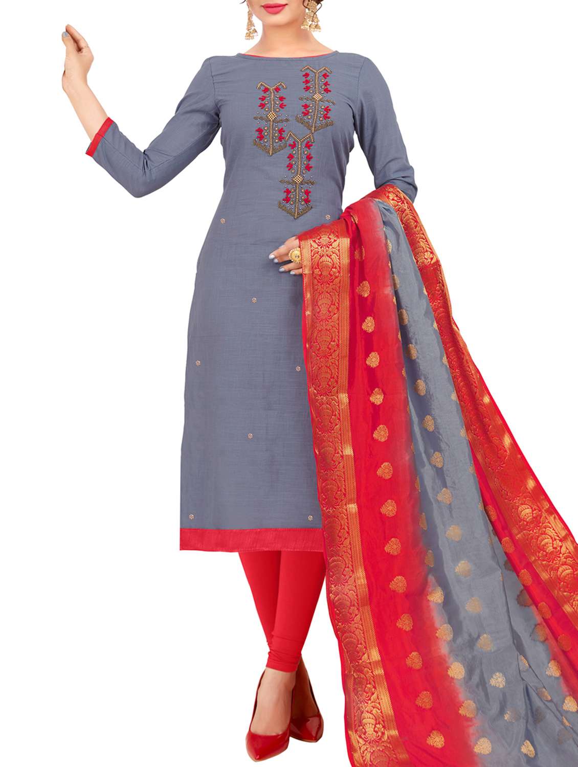 embroidered unstitched suit