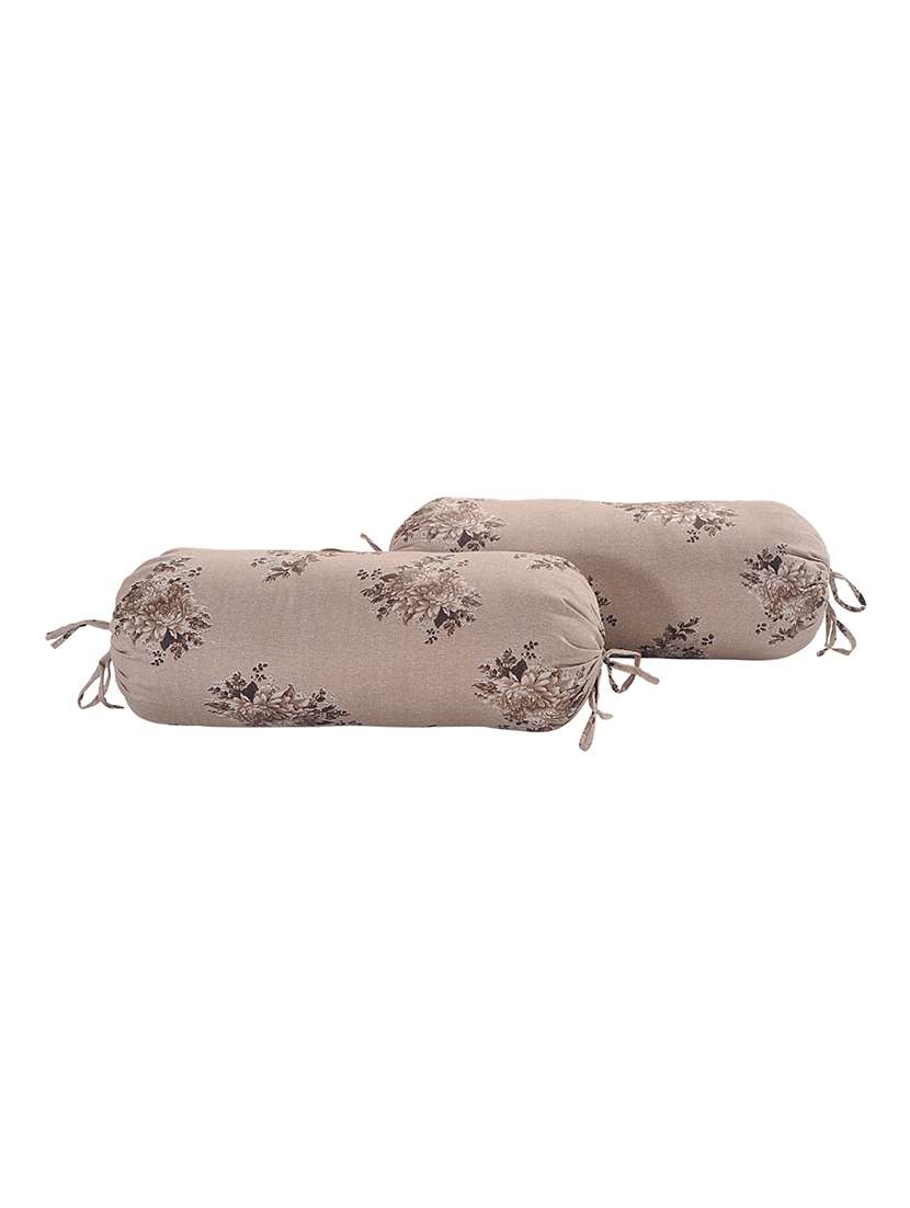 swayam floral cotton satin bolster cover set of 2