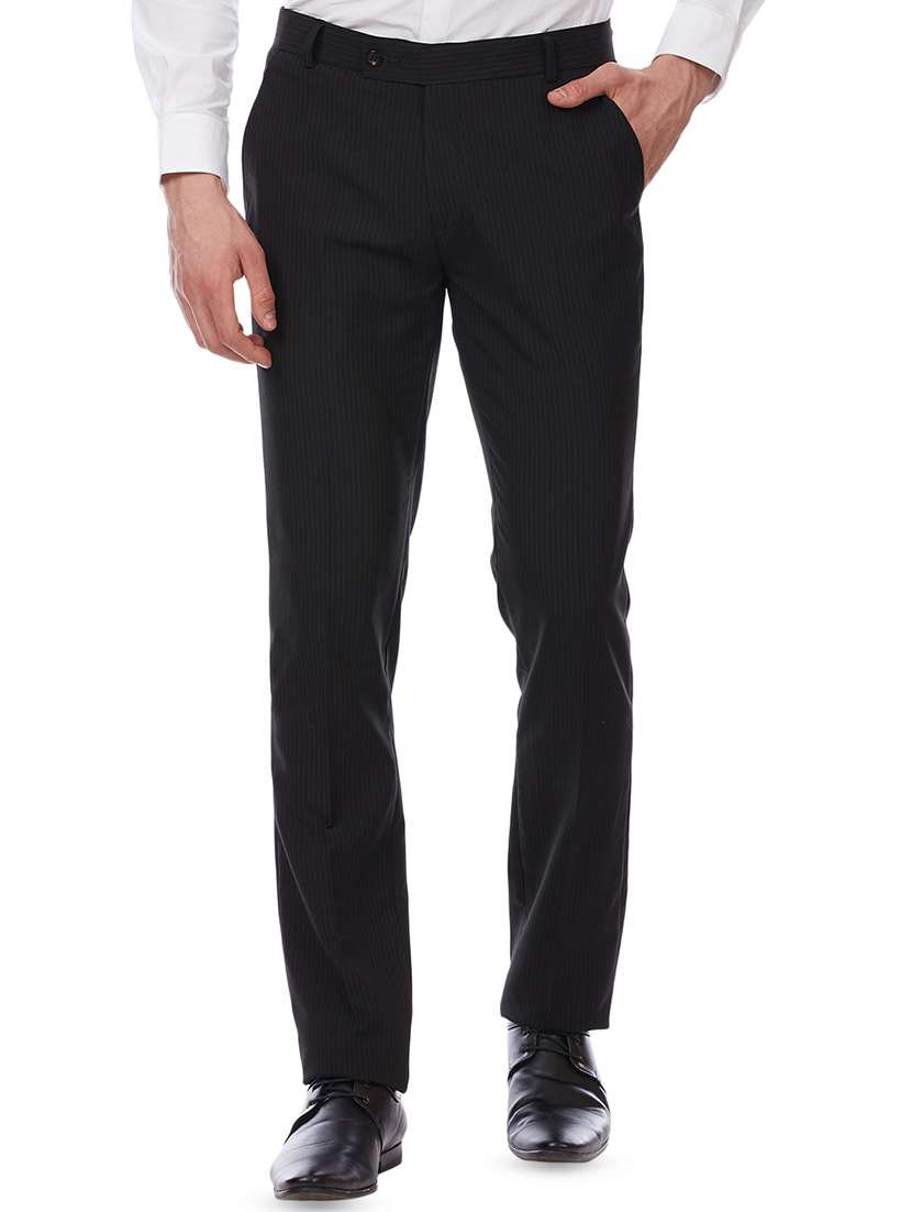 black striped flat front formal trouser