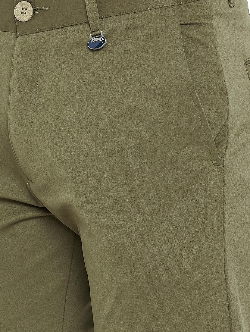green solid chinos casual trouser - 16214498 - Standard Image - 4
