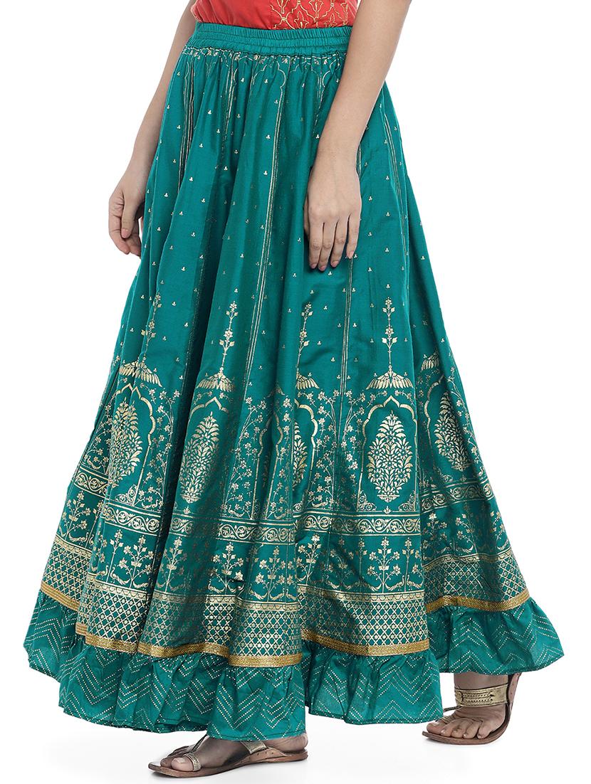 foil printed flared skirt - 16215207 - Standard Image - 1
