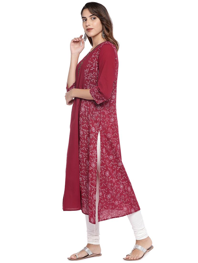 embroidered straight kurta - 16215286 - Standard Image - 1