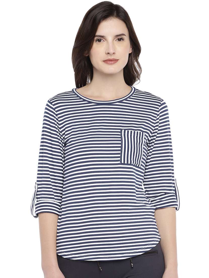 pocket patch striped top