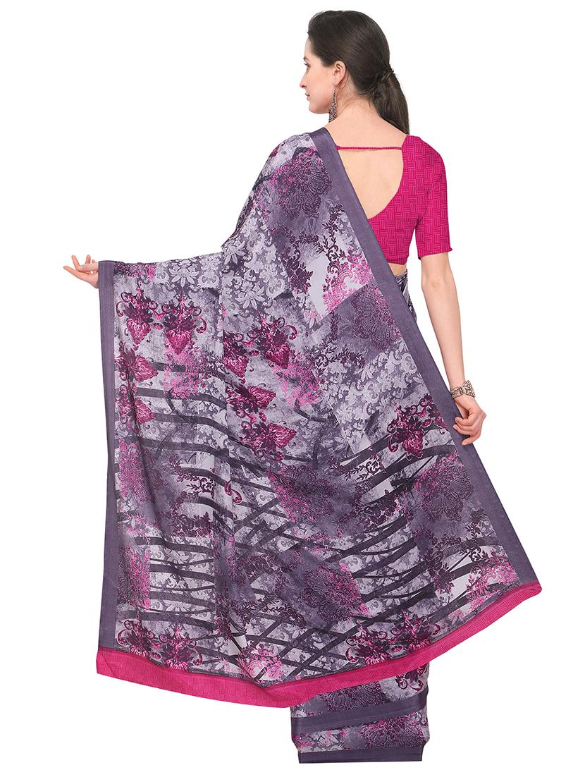 abstract printed saree with blouse - 16216134 - Standard Image - 1