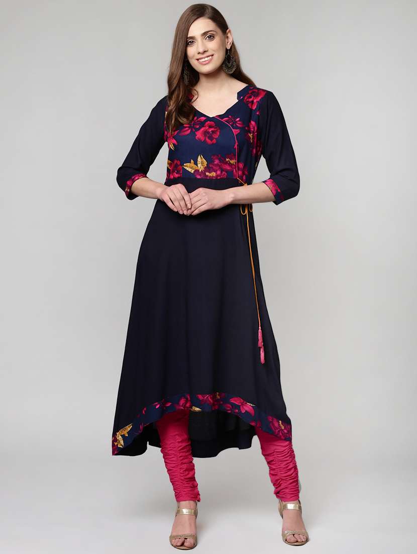 floral printed high-low kurta