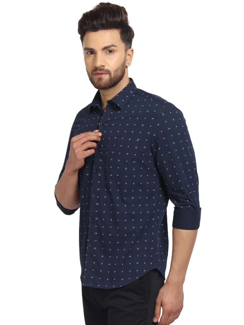 mens micro print casual shirt - 16217473 - Standard Image - 1