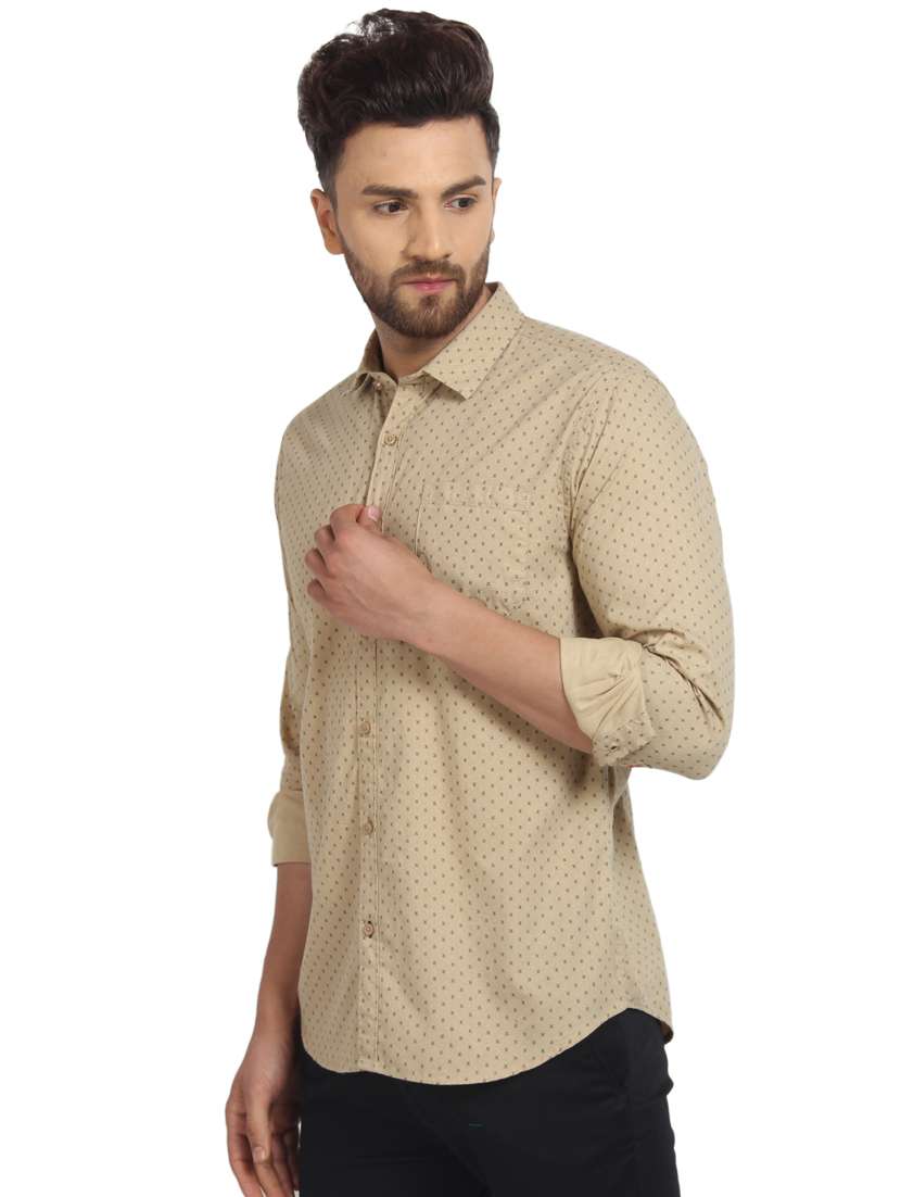 mens micro print casual shirt - 16217483 -  Standard Image - 1