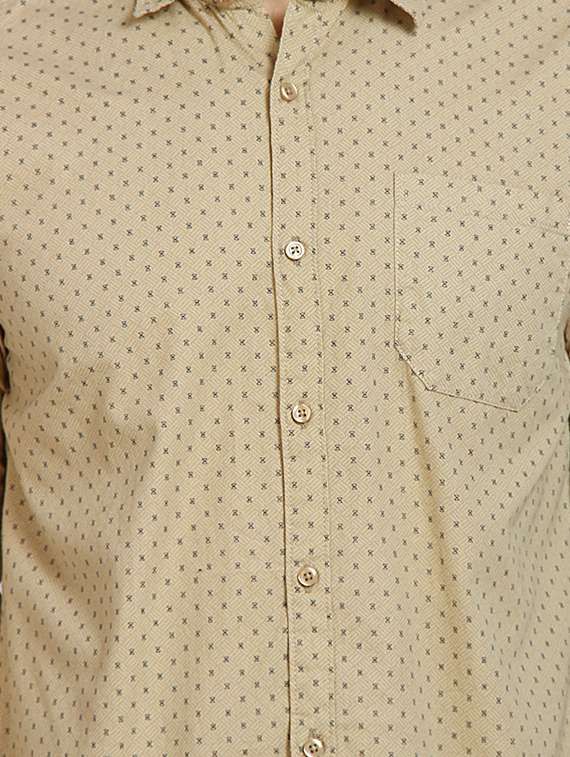 mens micro print casual shirt - 16217483 - Standard Image - 4