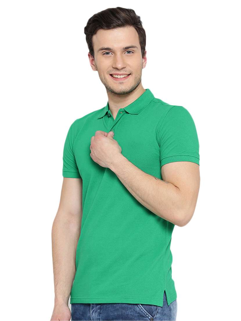 green solid polo t-shirt - 16217624 -  Standard Image - 1