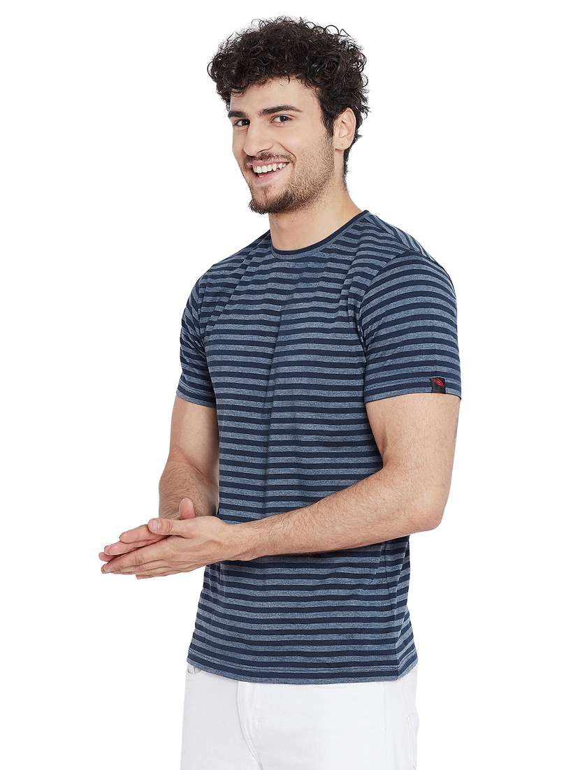 navy blue striped t-shirt - 16218808 - Standard Image - 1
