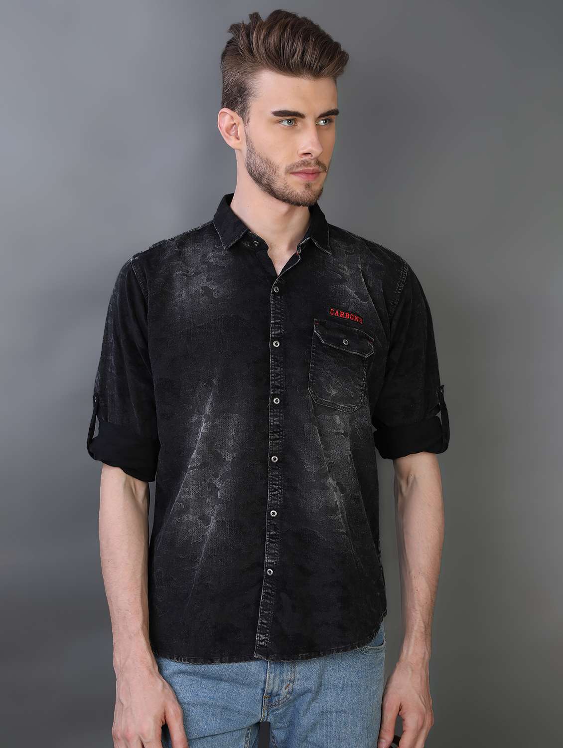 black faded casual shirt
