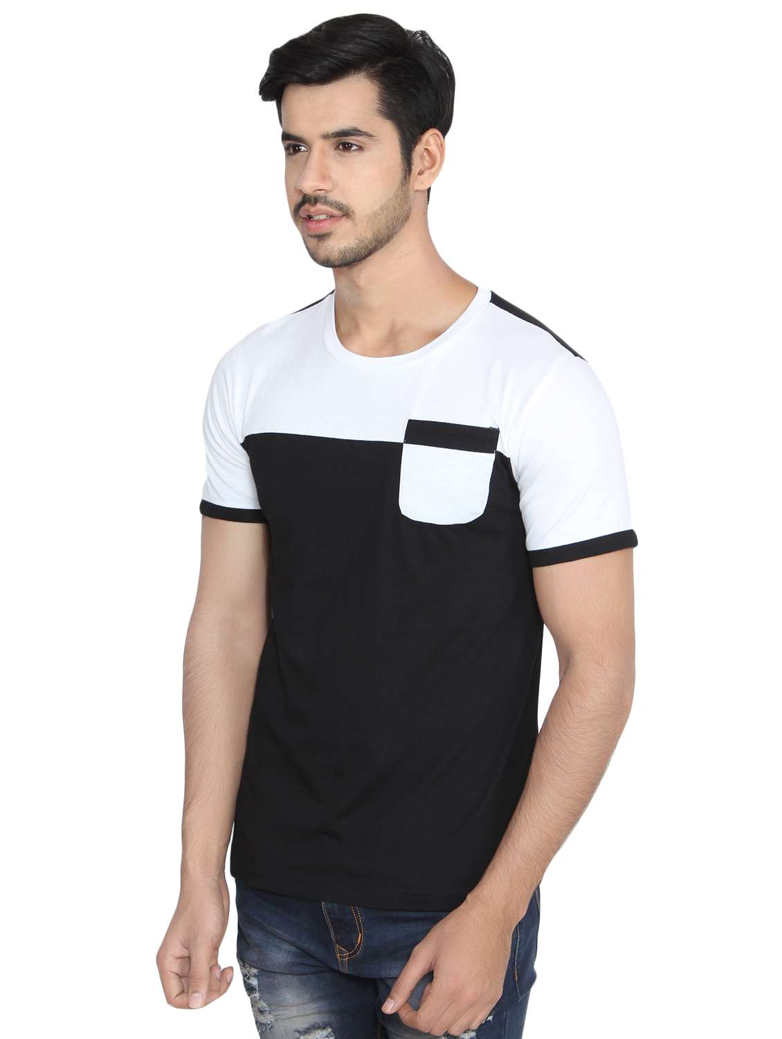 black color block pocket t-shirt - 16219380 -  Standard Image - 1