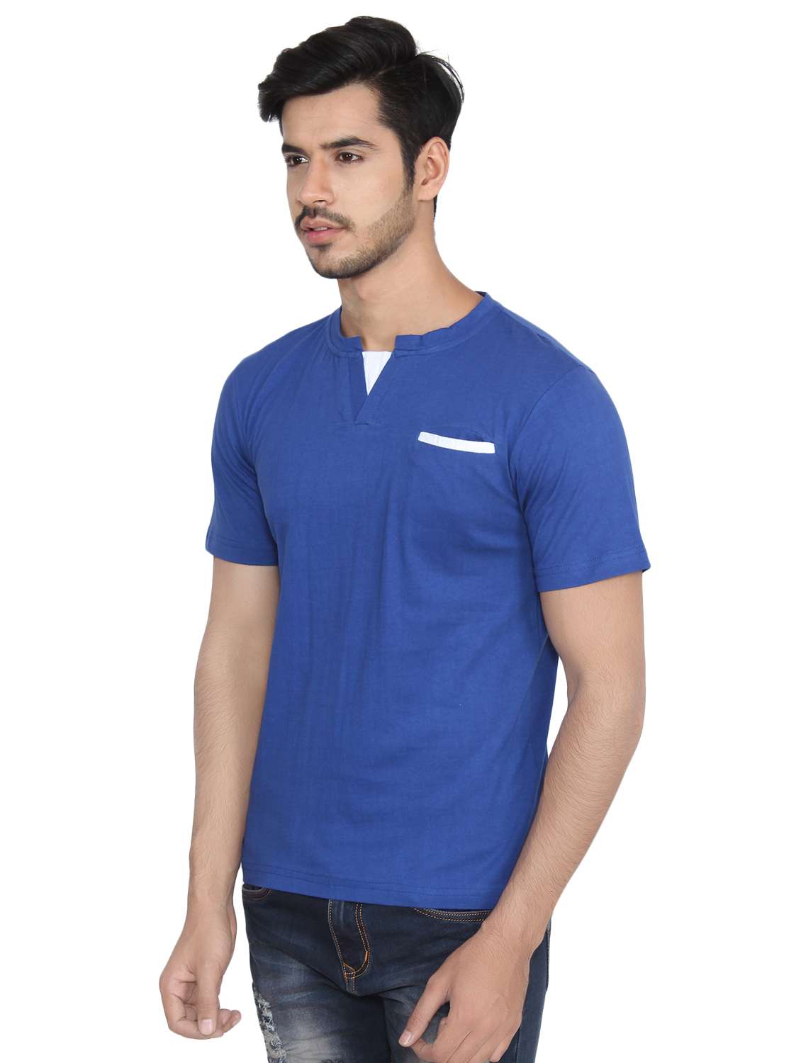 blue solid pocket tshirt - 16219385 - Standard Image - 1