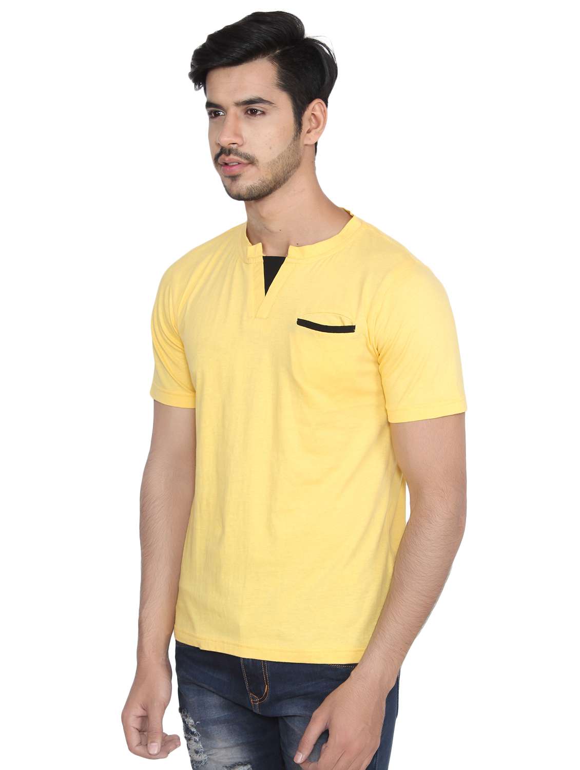 yellow solid pocket t-shirt - 16219386 - Standard Image - 1