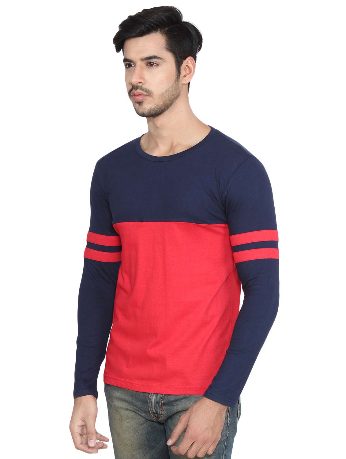 red color block tshirt - 16219544 -  Standard Image - 1