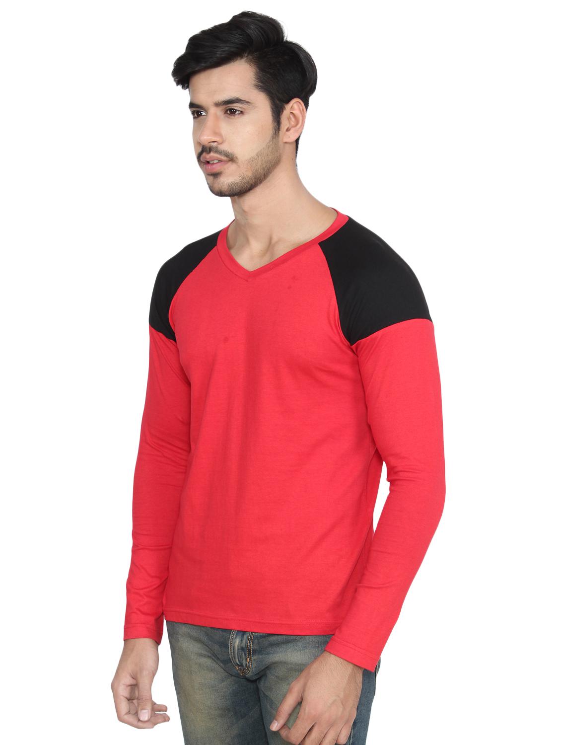 red color block raglan t-shirt - 16219553 -  Standard Image - 1