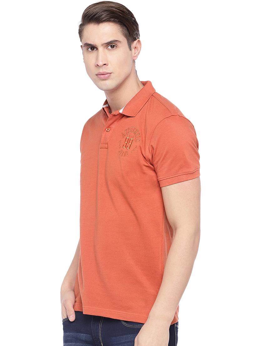 orange solid polo t-shirt - 16220268 - Standard Image - 1