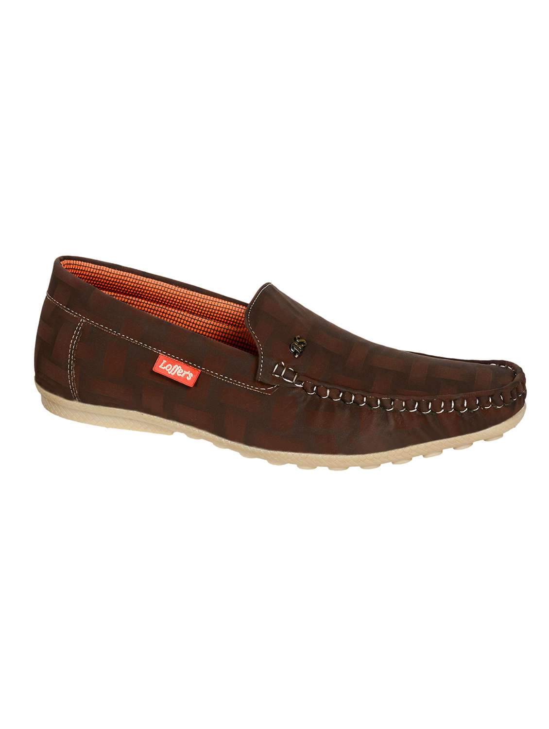 brown printed slip on loafers