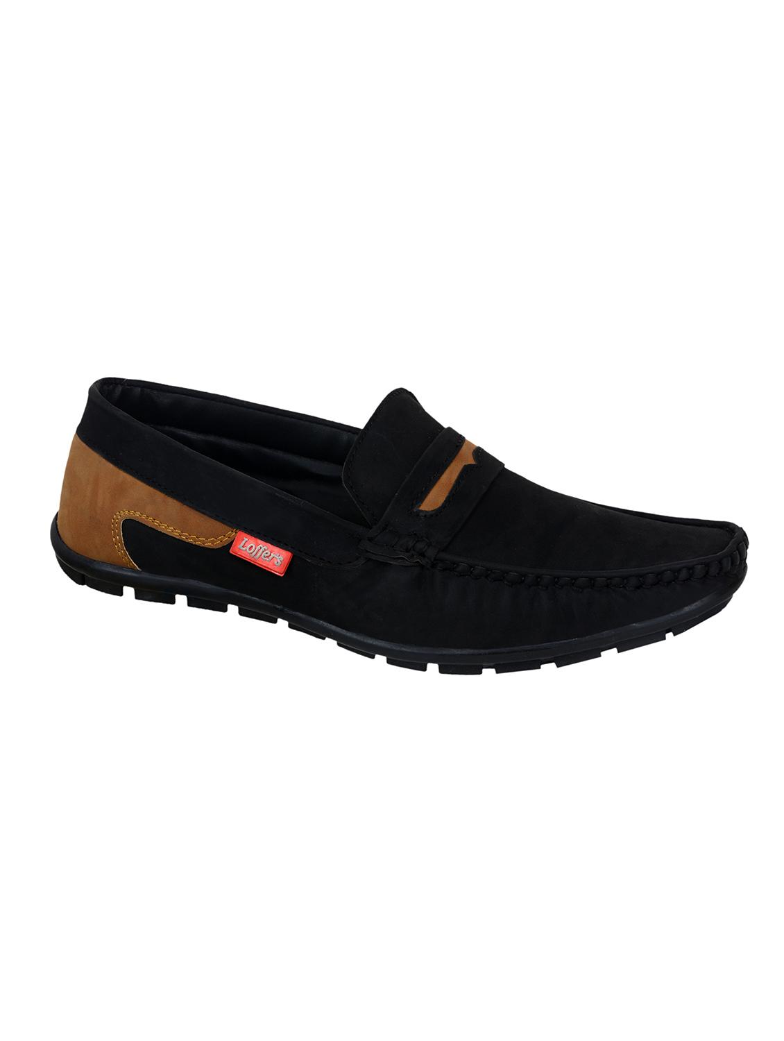black leatherette slip on loafers