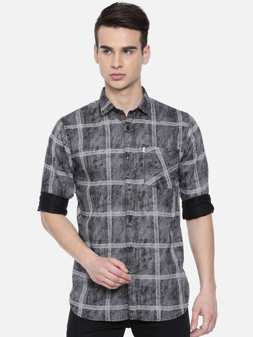grey checkered casual shirt