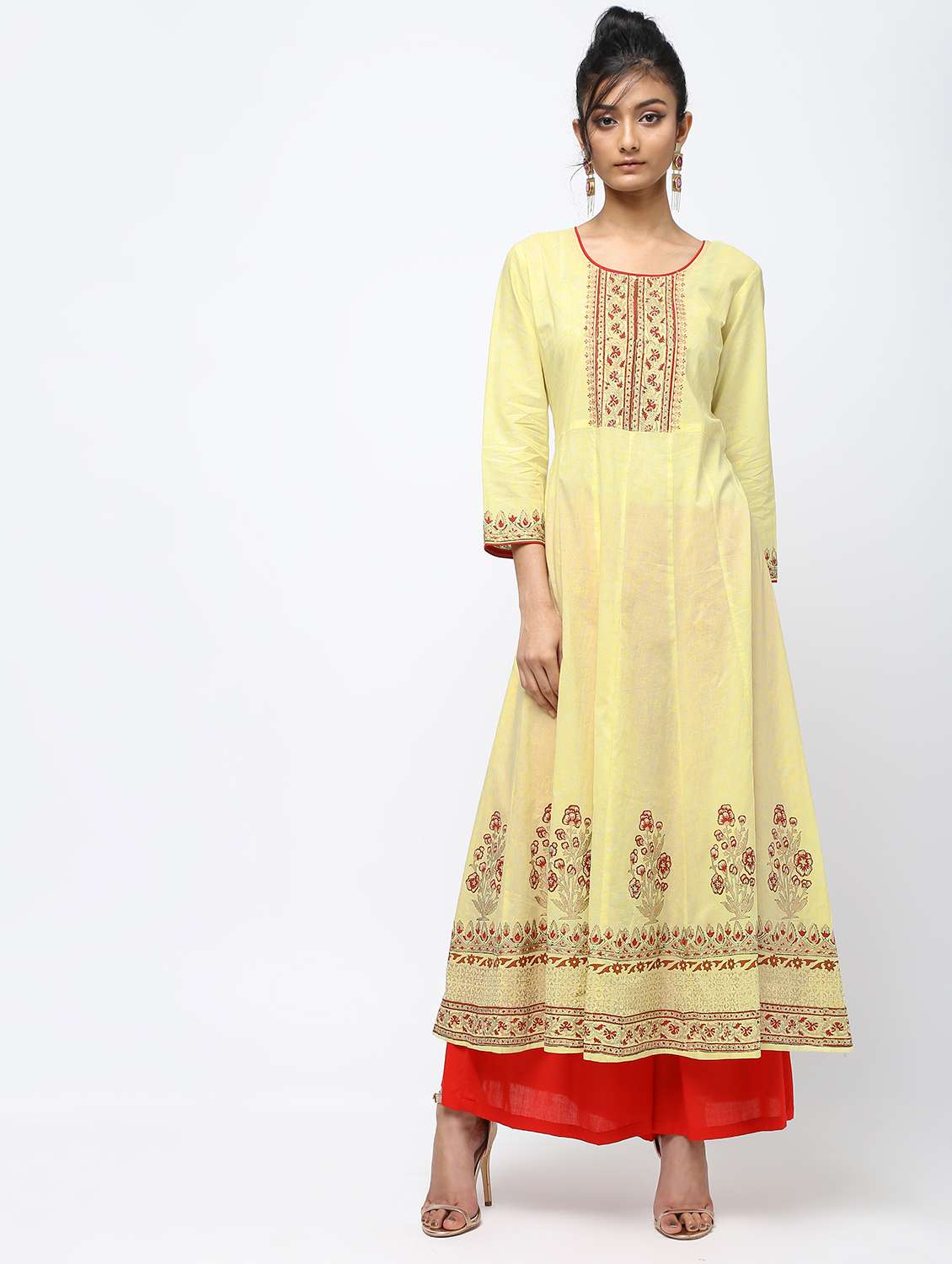 block print anarkali kurta