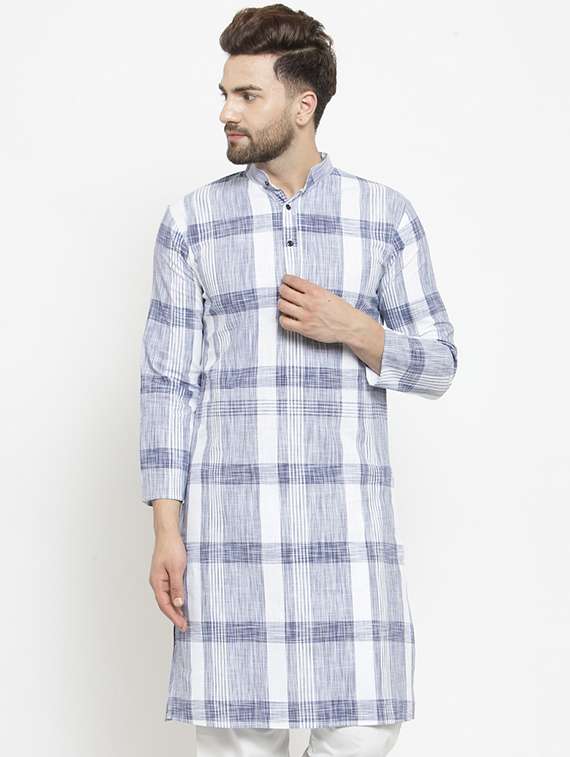 blue checkered long kurta