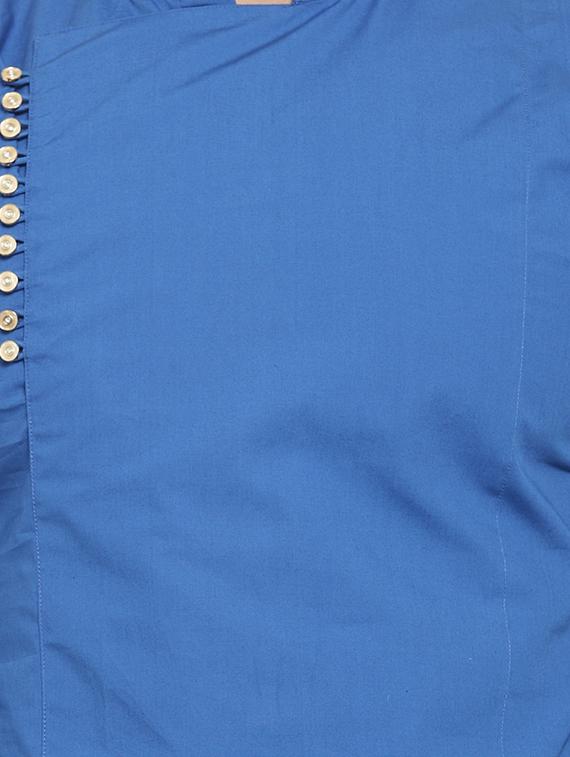 blue solid long kurta - 16226440 - Standard Image - 4